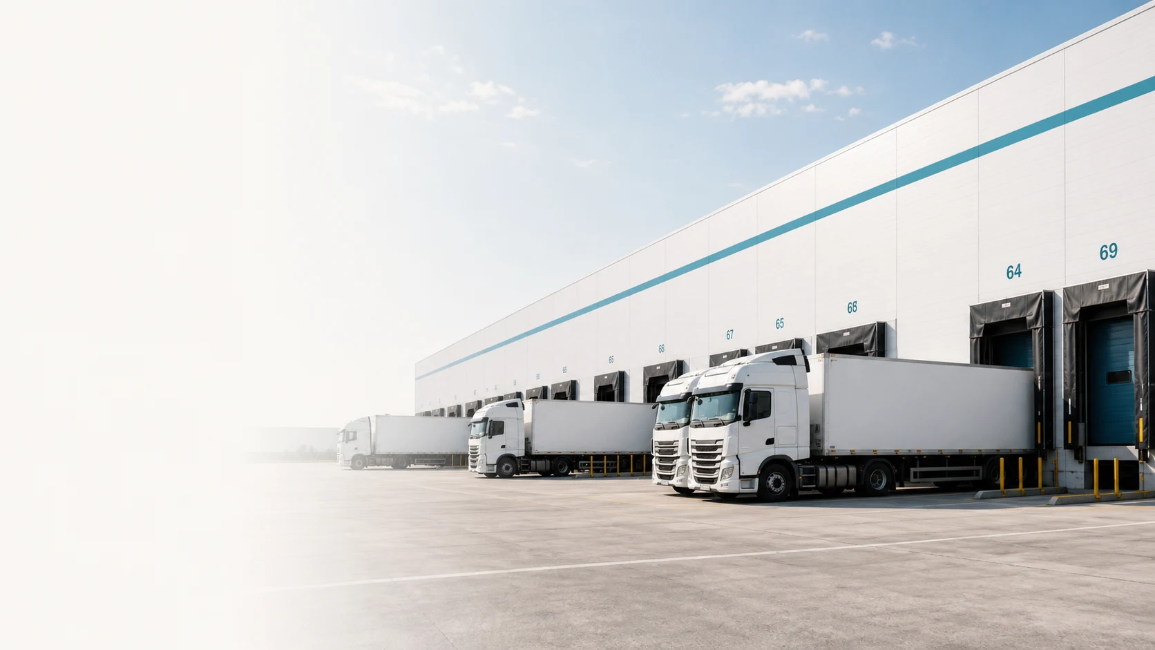 Entrepôt logistique moderne avec camions aux quais de chargement